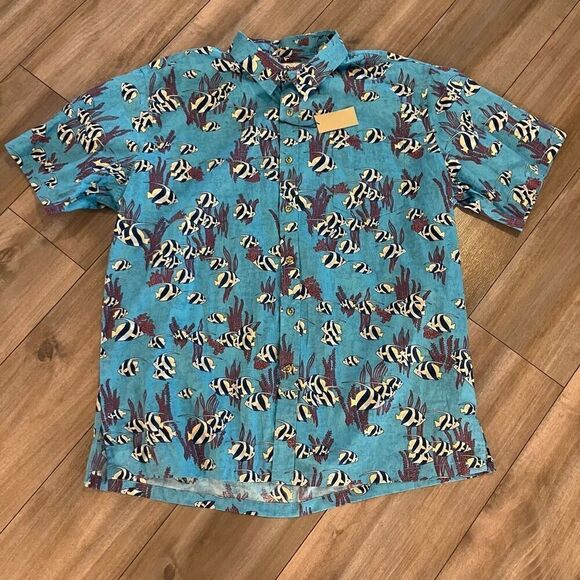 Cooke Blue Fish Casual Hawaiian Shirt‎ Men XXL Bin I-30 - NWT - Picture 1 of 7